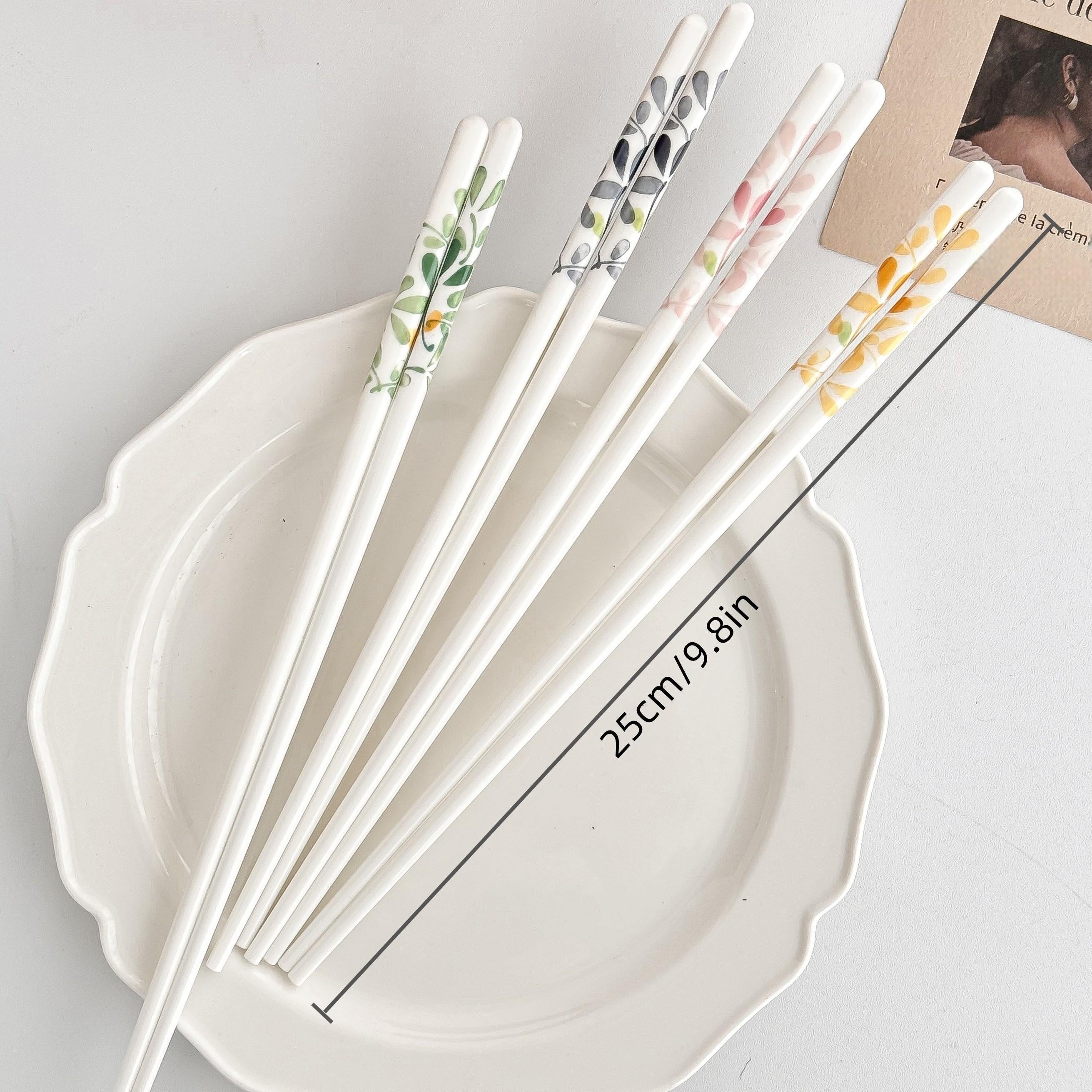 4\u002F10 Pairs- Ceramic Chopsticks, Four Seasons Floral Pattern, High Aesthetic