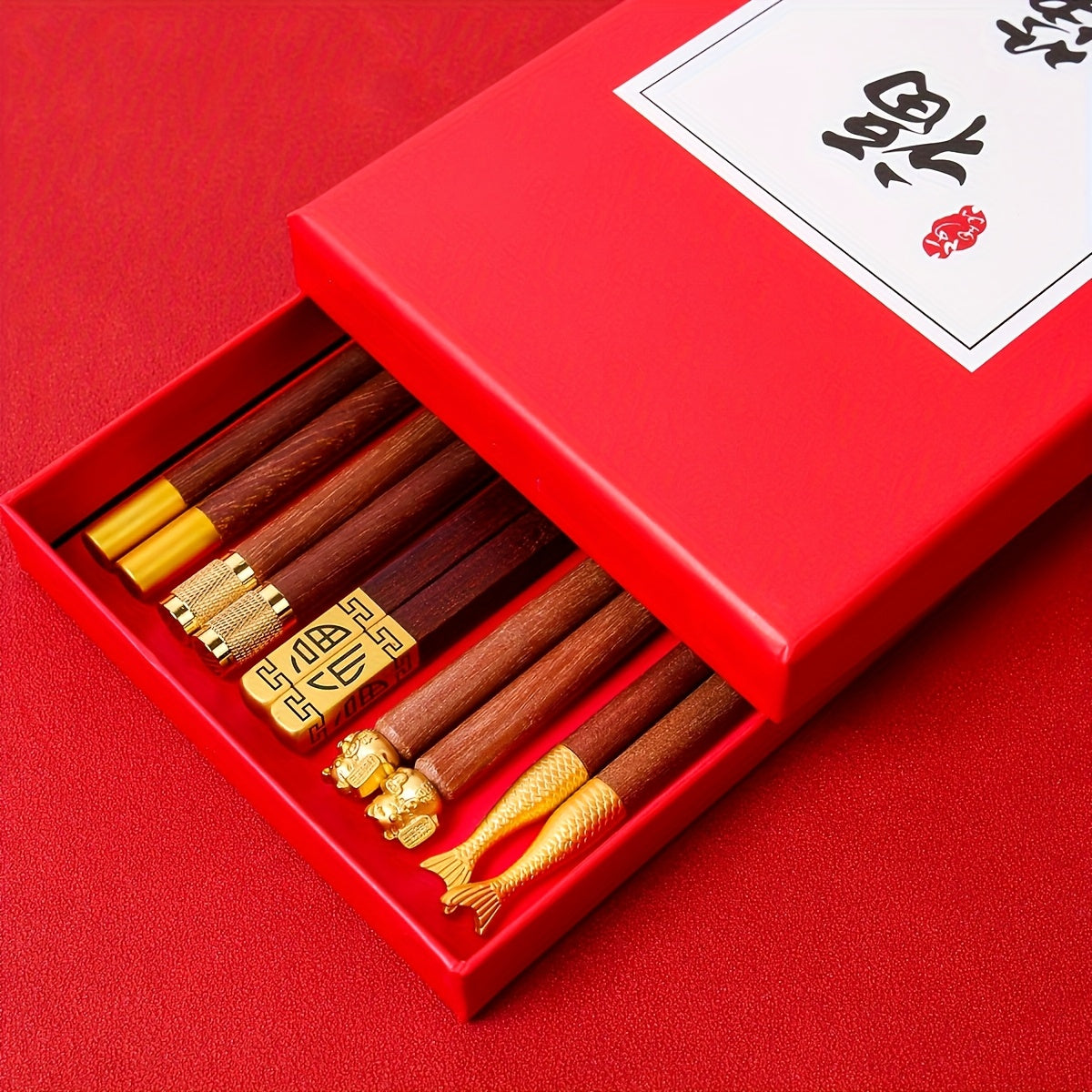 5-Pair Box of Solid Wooden Chopsticks