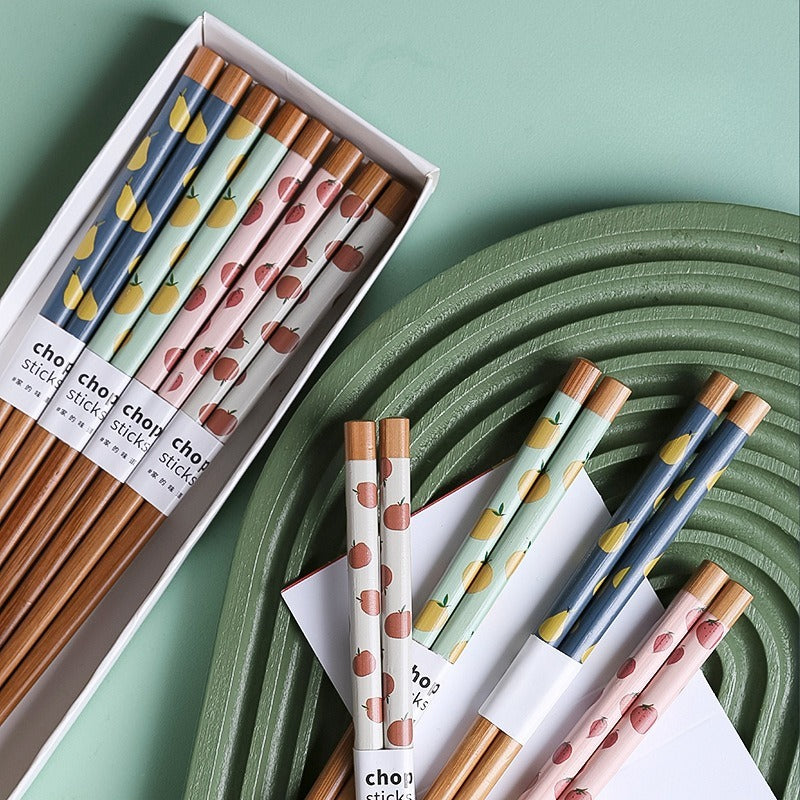 8 Pairs of Bamboo Chopsticks | Naturally Non-Moldy, Easy and Creative Printing, Non-Slip