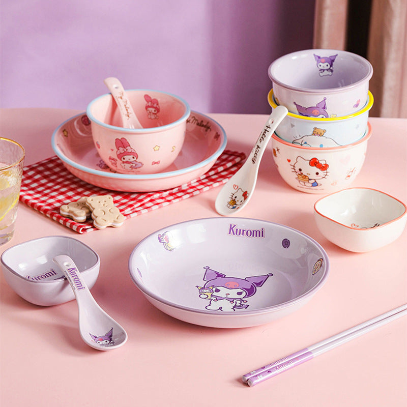 Authentic Sanrio Hello Kitty Ceramic Chopsticks | Warm Room Gift for Best Friends with Dessert Spoon