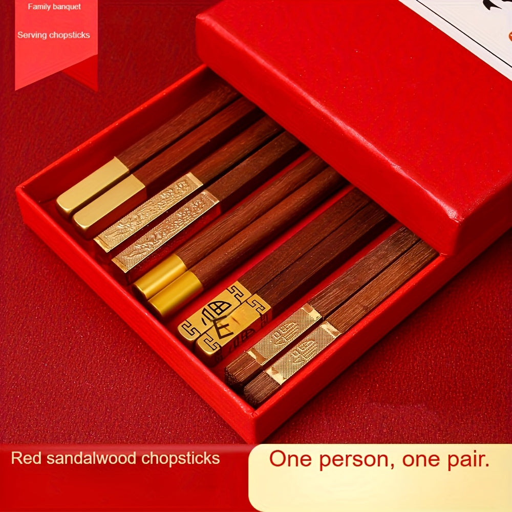 5-Pair Box of Solid Wooden Chopsticks