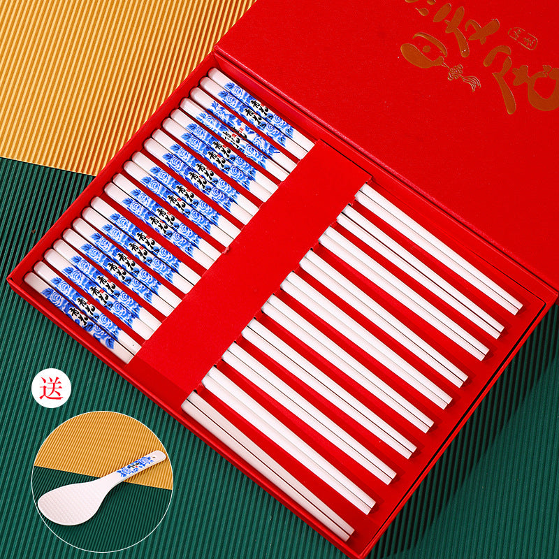 5-Pair Ceramic Chopsticks - Heat-Resistant, Non-Porous Surface