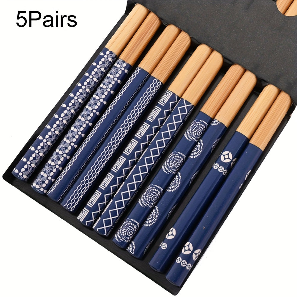 5\u002F10 Pairs of Non-Slip Chopsticks Set for Sushi, Made of Bamboo And Wood, Kitchen Utensils Set