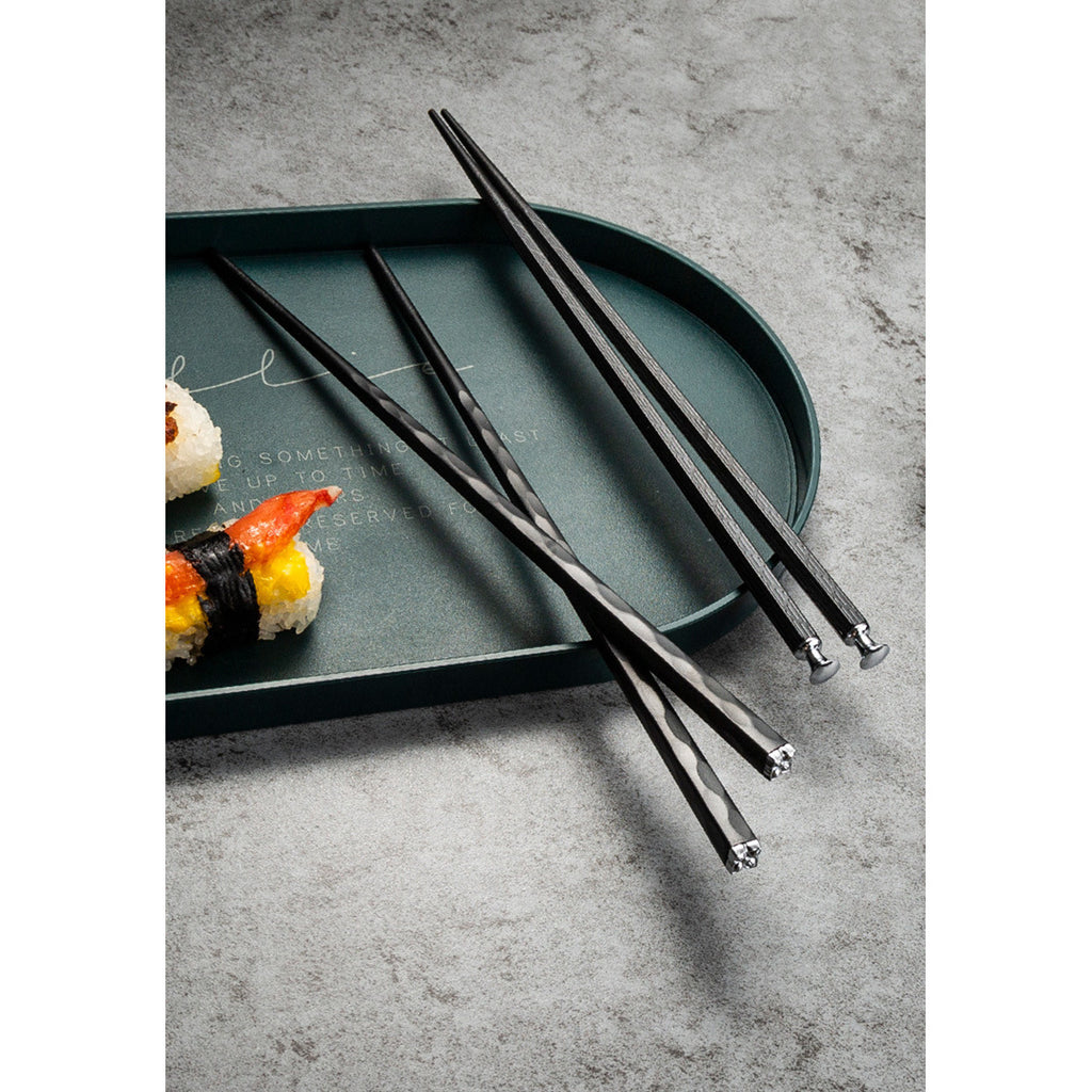5 Pairs Premium Alloy Fiberglass Chopsticks | PET Silver Ion Antibacterial Non-Slip
