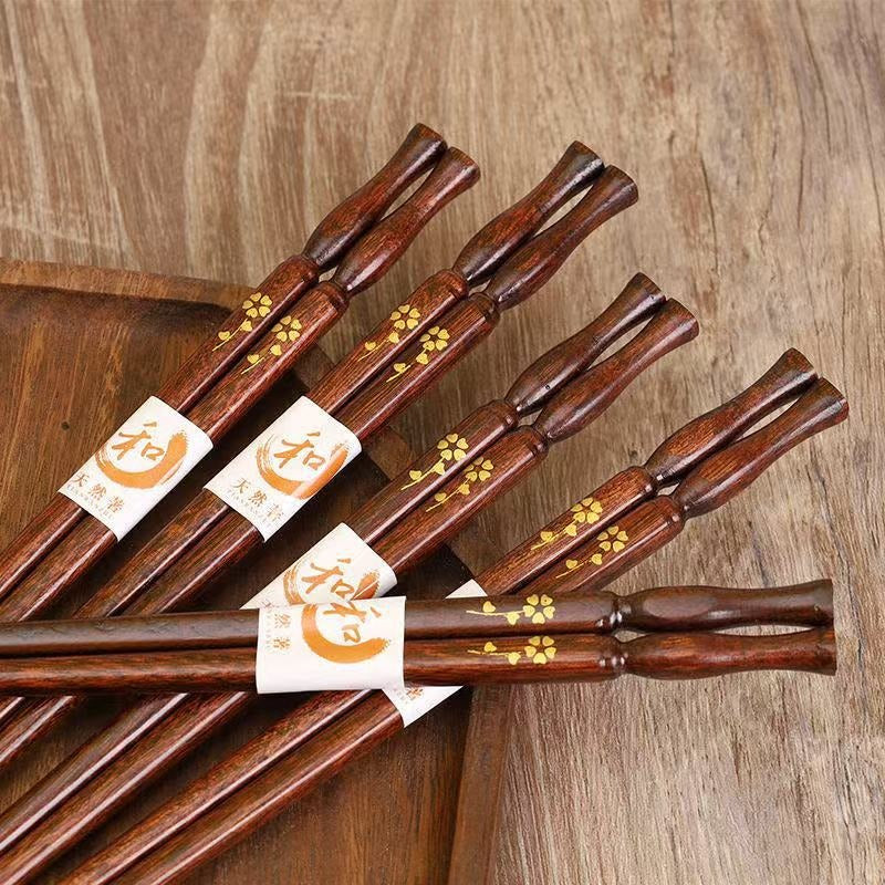 5-10 Pairs Natural Solid Wood Chopsticks | Household Square Head
